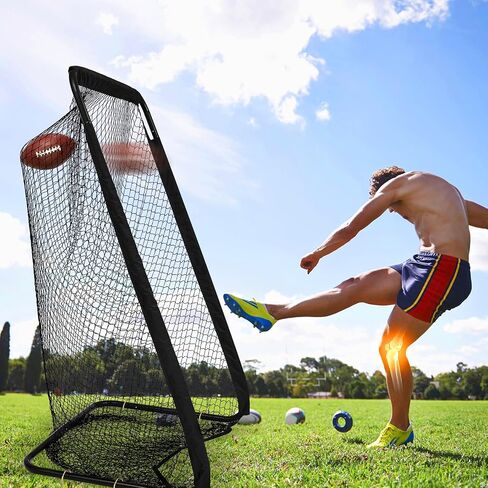 8 x 4 ft Kicking Net Football Kicking Cage with Extra Deep Pocket Bag Football Throwing Net Powder Coated Steel for Punting Practice Training Equipment, Easy to Assemble in Kuwait