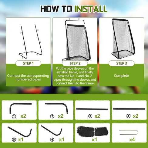 8 x 4 ft Kicking Net Football Kicking Cage with Extra Deep Pocket Bag Football Throwing Net Powder Coated Steel for Punting Practice Training Equipment, Easy to Assemble in Kuwait