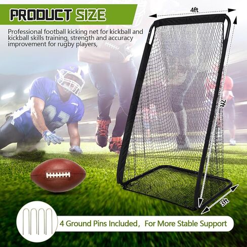 8 x 4 ft Kicking Net Football Kicking Cage with Extra Deep Pocket Bag Football Throwing Net Powder Coated Steel for Punting Practice Training Equipment, Easy to Assemble in Kuwait
