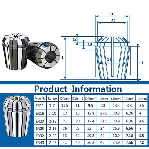 Spring Collet Chuck ER11-ER40 1-26mm er Chuck for Engliving Machine Milling 1Set (8pcs ER11) in Saudi Arabia
