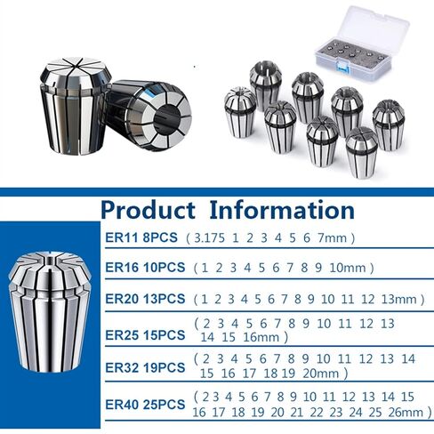 Spring Collet Chuck ER11-ER40 1-26mm er Chuck for Engliving Machine Milling 1Set (8pcs ER11) in Saudi Arabia