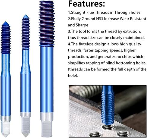 Fluteless Forming Machine Taps M2-M12 Blue Coated Thread Tap Metric Tap Drill Extrusion Taps 1Pcs(M2.5x0.45) in Saudi Arabia