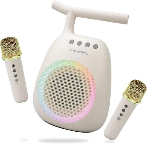Karaoke Machine for Kids Adults Portable Bluetooth Speaker with 2 Wireless Microphones LED Lights Artistic Design 8-Hour Battery Support Family&Party Choice Fun for All Ages Gifts in Saudi Arabia