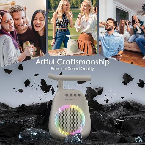 Karaoke Machine for Kids Adults Portable Bluetooth Speaker with 2 Wireless Microphones LED Lights Artistic Design 8-Hour Battery Support Family&Party Choice Fun for All Ages Gifts in Saudi Arabia