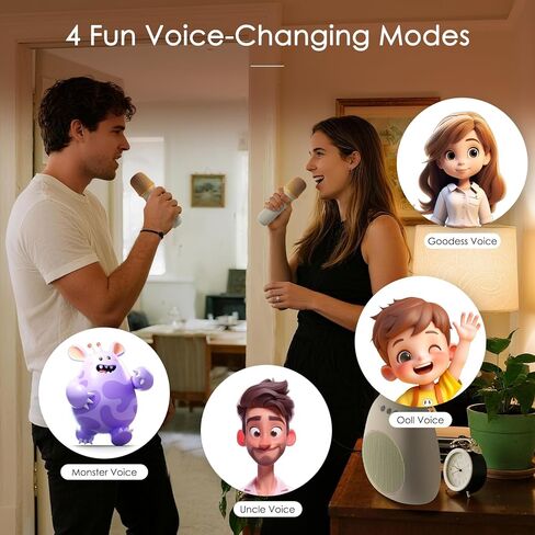 Karaoke Machine for Kids Adults Portable Bluetooth Speaker with 2 Wireless Microphones LED Lights Artistic Design 8-Hour Battery Support Family&Party Choice Fun for All Ages Gifts in Saudi Arabia