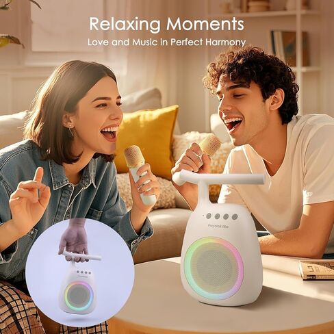 Karaoke Machine for Kids Adults Portable Bluetooth Speaker with 2 Wireless Microphones LED Lights Artistic Design 8-Hour Battery Support Family&Party Choice Fun for All Ages Gifts in Saudi Arabia