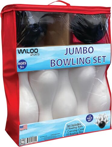 Waloo Sports Jumbo 17 "Set Bowling Set 13 قطعة مجموعة ألعاب البولينج - لعبة البولينج الداخلية أو الخارجية مع حقيبة حمل/تخزين in Kuwait