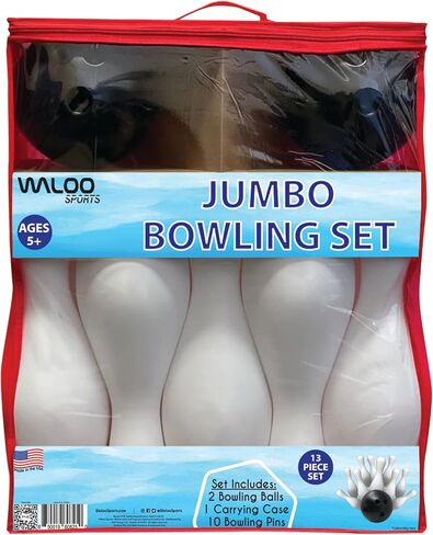 Waloo Sports Jumbo 17 "Set Bowling Set 13 قطعة مجموعة ألعاب البولينج - لعبة البولينج الداخلية أو الخارجية مع حقيبة حمل/تخزين in Kuwait