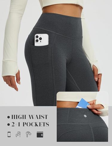 baleaf Womens 25" Petite Fleece Lined Leggings High Waisted Warm Thermal Winter with Pockets Snow Pants in Saudi Arabia
