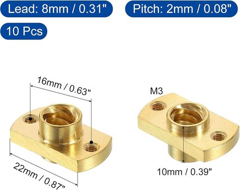 UXCELL 8PCS TR8X8 NUT SCRET BRASS NUT ، شبه منحرف NUT SCEME SCEME THREEL SCREEN in Kuwait