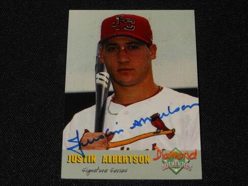 Diamond Authentics Justin Albertson Autograph Card Signed Pack Pulled Insert M14 - MLB Autographed Baseball Cards in Saudi Arabia