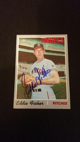Eddie Fisher Angels 1970 Topps #156 Orioles Authentic Motograph FB15 - بطاقات البيسبول الموقعة in Saudi Arabia