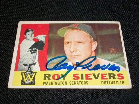 توقيع أعضاء مجلس الشيوخ في واشنطن روي سيفيرز أوتو 1960 بطاقة Topps #425 JSA Stamp N - بطاقات البيسبول الموقعة in Saudi Arabia