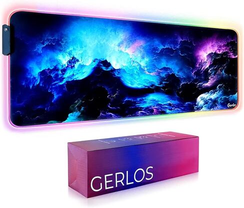 Gerlos RGB لوحة فأر ألعاب كبيرة ، وسادة الماوس LED ناعمة ، وقاعدة مطاطية غير انزلاق ، وسادة لوحة مفاتيح مقاومة للماء ، موسيباد الكمبيوتر 31.5 × 11.8 بوصة in Saudi Arabia