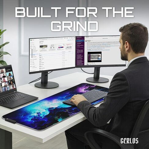 Gerlos RGB لوحة فأر ألعاب كبيرة ، وسادة الماوس LED ناعمة ، وقاعدة مطاطية غير انزلاق ، وسادة لوحة مفاتيح مقاومة للماء ، موسيباد الكمبيوتر 31.5 × 11.8 بوصة in Saudi Arabia