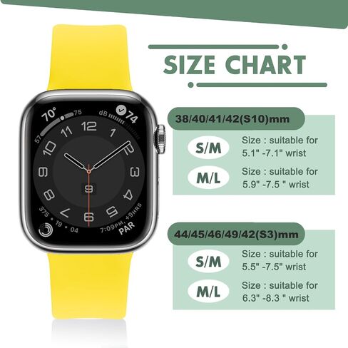 Sport Bands Compatible with Apple Watch Ultra 3/2/1 49mm, Series 11/10 46/42mm, 9/8/7 45/41mm, SE 6/5/4 44/40mm, 3/2/1 42/38mm S/M M/L for Women Men Silicone iWatch Band in Kuwait