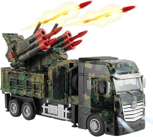 Military Toys for Boys, Army Vehicle Toys with Rotatable Turret, Missile Truck with Light & Sound, Pull Back Army Truck Gift for 3 4 5 6 7 8 Year Old Boys in Kuwait
