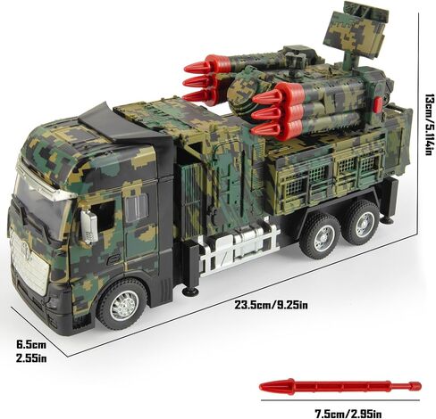 Military Toys for Boys, Army Vehicle Toys with Rotatable Turret, Missile Truck with Light & Sound, Pull Back Army Truck Gift for 3 4 5 6 7 8 Year Old Boys in Kuwait