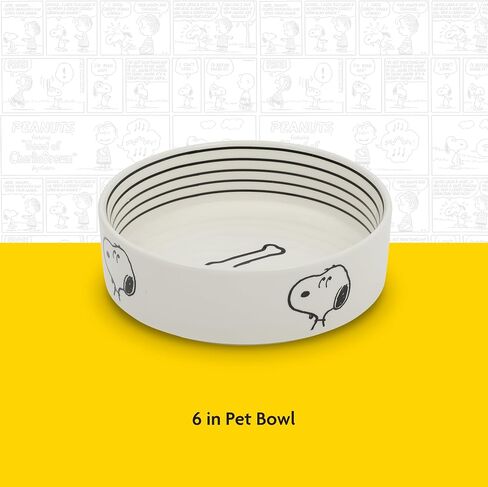 Peanuts Snoopy & Charlie Brown 6 "Stoneware Dog Food Bowl - للكلاب الصغيرة إلى المتوسطة - طبق حيوان أليف لطيف ، متين وسهل التنظيف - تغذية جرو in Saudi Arabia
