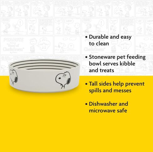Peanuts Snoopy & Charlie Brown 6 "Stoneware Dog Food Bowl - للكلاب الصغيرة إلى المتوسطة - طبق حيوان أليف لطيف ، متين وسهل التنظيف - تغذية جرو in Saudi Arabia
