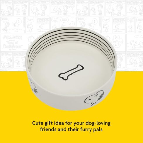 Peanuts Snoopy & Charlie Brown 6 "Stoneware Dog Food Bowl - للكلاب الصغيرة إلى المتوسطة - طبق حيوان أليف لطيف ، متين وسهل التنظيف - تغذية جرو in Saudi Arabia