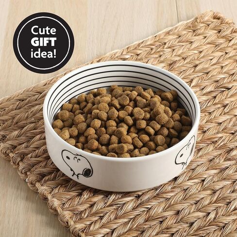 Peanuts Snoopy & Charlie Brown 6 "Stoneware Dog Food Bowl - للكلاب الصغيرة إلى المتوسطة - طبق حيوان أليف لطيف ، متين وسهل التنظيف - تغذية جرو in Saudi Arabia