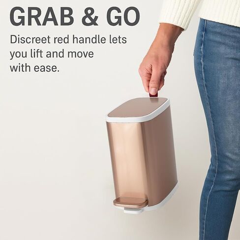 Small Bathroom Trash Can with Lid Soft Close, 5L/1.3 Gallon Slim Gold Step Garbage Can with Removable Inner Bucket, Anti-Fingerprint Stainless Steel Waste Bin for Bathroom, Toilet, RV in Kuwait