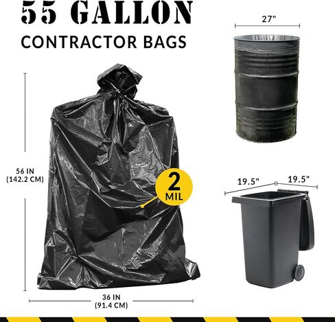 Reli. Contractor Garbage Bags 55 Gallon | 40 Trash Bags | Heavy Duty | Black Contractor in Saudi Arabia