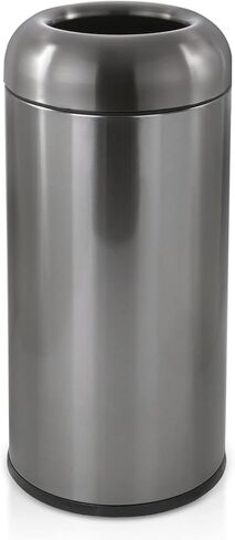 WICHEMI 16 Gallon Commercial Large Trash Can, Bullet Outdoor Trash Bin with Open Top Lid, Brushed Stainless Steel Garbage Can, Silver in Saudi Arabia