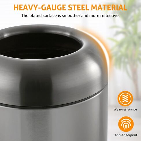 WICHEMI 16 Gallon Commercial Large Trash Can, Bullet Outdoor Trash Bin with Open Top Lid, Brushed Stainless Steel Garbage Can, Silver in Saudi Arabia