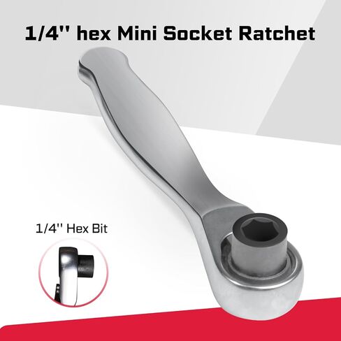 Mini Ratchet Wrench& Bit Holder Set 4 Pcs, 1/4" Drive Ratchet Handle Wrench, 72-T Quick-Release Reversible Socket Wrench, Impact Extension Bit Holder with Case in Kuwait