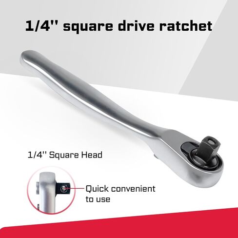 Mini Ratchet Wrench& Bit Holder Set 4 Pcs, 1/4" Drive Ratchet Handle Wrench, 72-T Quick-Release Reversible Socket Wrench, Impact Extension Bit Holder with Case in Kuwait