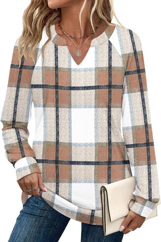 SAMPEEL Sweatshirts for Women V Neck Long Sleeve Shirts Lightweight Sweaters Fall Fashion Tops Outfits 2025 in Saudi Arabia