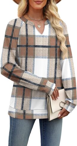 SAMPEEL Sweatshirts for Women V Neck Long Sleeve Shirts Lightweight Sweaters Fall Fashion Tops Outfits 2025 in Saudi Arabia