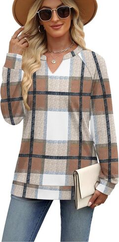 SAMPEEL Sweatshirts for Women V Neck Long Sleeve Shirts Lightweight Sweaters Fall Fashion Tops Outfits 2025 in Saudi Arabia
