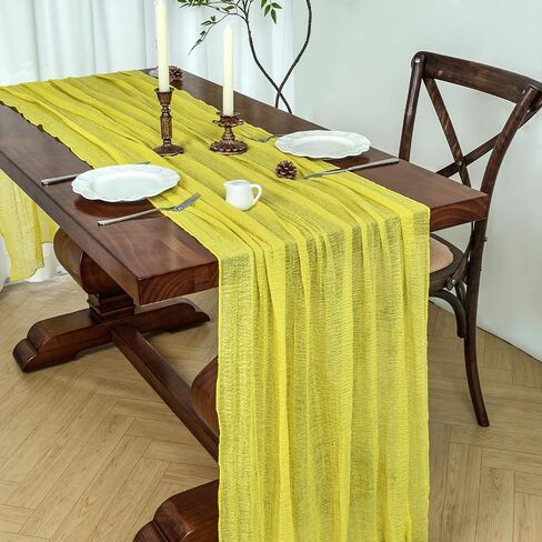 Orange Summer CheeseceCloth Table Runner 120 inch Rustic Boho Cheese Cloth 10ft Area Gauze Table Runner for Holiday حفل زفاف ديكور دش الزفاف الصغير in Saudi Arabia