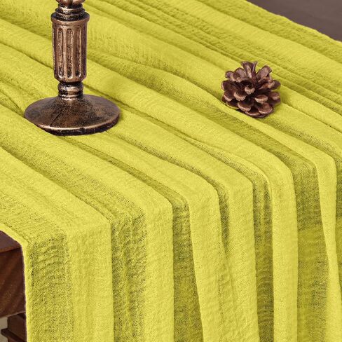Orange Summer CheeseceCloth Table Runner 120 inch Rustic Boho Cheese Cloth 10ft Area Gauze Table Runner for Holiday حفل زفاف ديكور دش الزفاف الصغير in Saudi Arabia