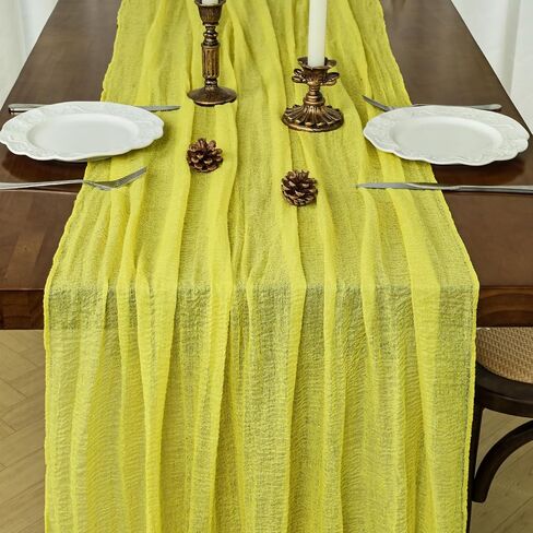 Orange Summer CheeseceCloth Table Runner 120 inch Rustic Boho Cheese Cloth 10ft Area Gauze Table Runner for Holiday حفل زفاف ديكور دش الزفاف الصغير in Saudi Arabia