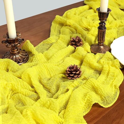 Orange Summer CheeseceCloth Table Runner 120 inch Rustic Boho Cheese Cloth 10ft Area Gauze Table Runner for Holiday حفل زفاف ديكور دش الزفاف الصغير in Saudi Arabia