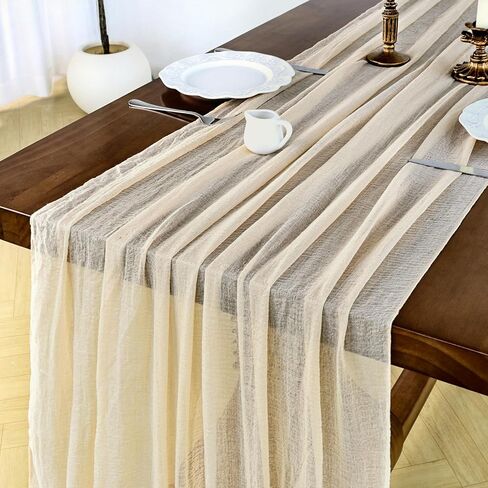 Orange Summer Cheesecloth Table Runner 120 Inch Rustic Boho Cheese Cloth 10Ft Sheer Gauze Table Runner for Holiday Party Wedding Décor Baby Bridal Shower Decorations in Saudi Arabia