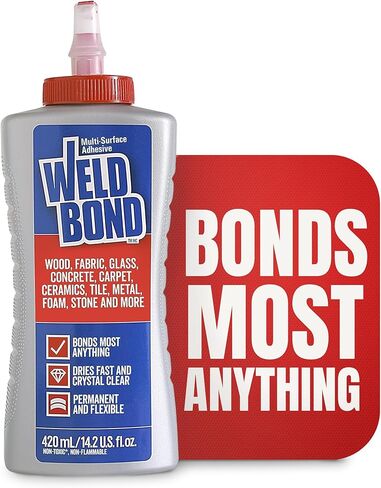 Weldbond Multi-Surface Non-Toxic Adhesive Glue, Bonds Most Anything! Wood Glue for Furniture or on Glass Fabric Mosaic Ceramic Carpet Tile Stone & More. Dries Crystal Clear. 14.2oz /420ml (2 Pack) in Saudi Arabia