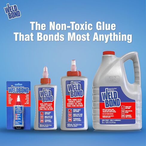 Weldbond Multi-Surface Non-Toxic Adhesive Glue, Bonds Most Anything! Wood Glue for Furniture or on Glass Fabric Mosaic Ceramic Carpet Tile Stone & More. Dries Crystal Clear. 14.2oz /420ml (2 Pack) in Saudi Arabia
