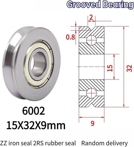 10PCS Straightening Mixed Wheel Over Line with Groove Bearing U6002 15X32X9MM Pulley U Groove Type(U6002-2-0.8) in Saudi Arabia