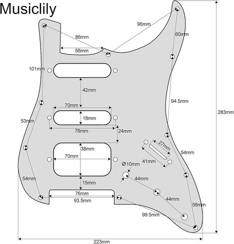 MusicLily Pro-Se ST-HSS-60SE Pickguard مسبقًا مع Alnico 5 Pickups 5-Way Switch للغيتار الكهربائي Strat ، 3ply Black in Kuwait