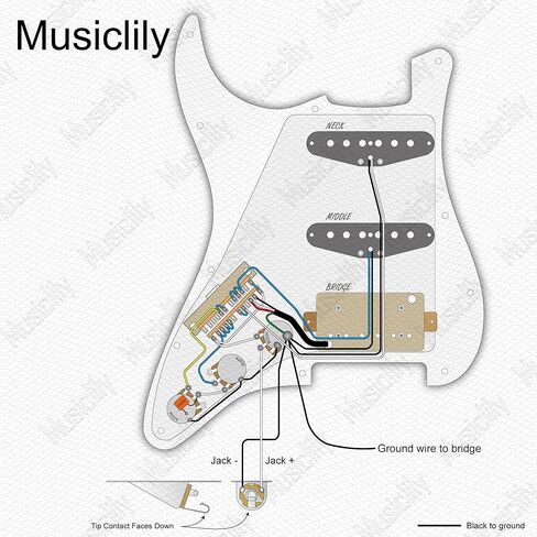 MusicLily Pro-Se ST-HSS-60SE Pickguard مسبقًا مع Alnico 5 Pickups 5-Way Switch للغيتار الكهربائي Strat ، 3ply Black in Kuwait