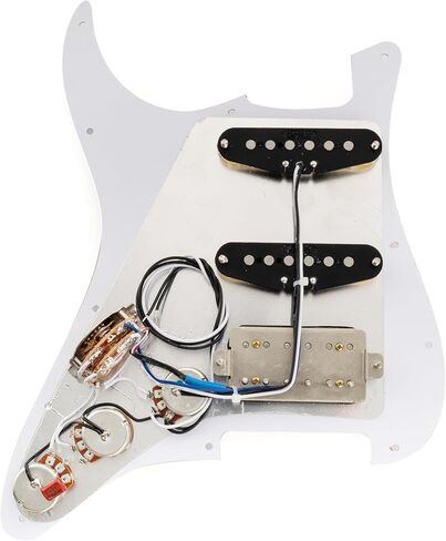 MusicLily Pro-Se ST-HSS-60SE Pickguard مسبقًا مع Alnico 5 Pickups 5-Way Switch للغيتار الكهربائي Strat ، 3ply Black in Kuwait