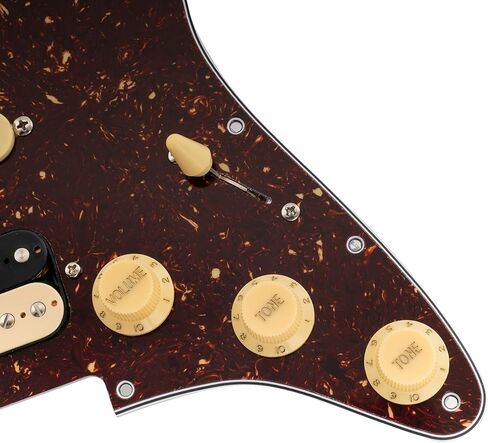 MusicLily Pro-Se ST-HSS-60SE Pickguard مسبقًا مع Alnico 5 Pickups 5-Way Switch للغيتار الكهربائي Strat ، 3ply Black in Kuwait