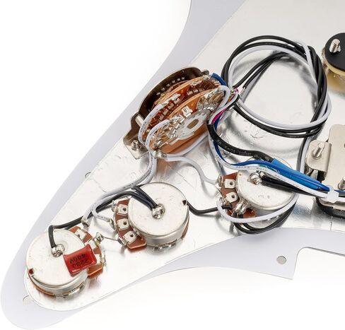 MusicLily Pro-Se ST-HSS-60SE Pickguard مسبقًا مع Alnico 5 Pickups 5-Way Switch للغيتار الكهربائي Strat ، 3ply Black in Kuwait
