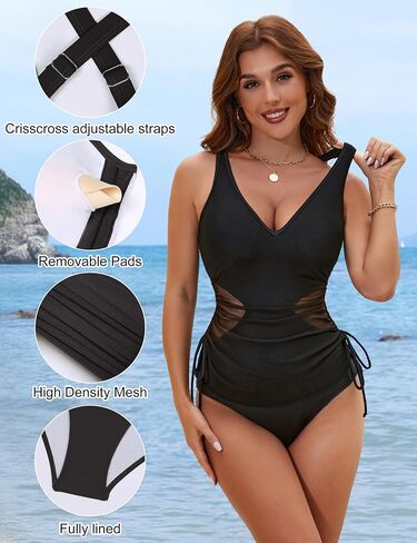 BMJL Womens One One Swimsuit Mesh Tummy Control Suit V Suit V Deck Cut Out Out Admable Swimwear in Kuwait