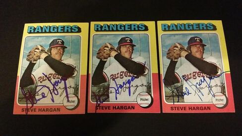 Steve Hargan Rangers 1975 Topps #362 Indians Signed Authentic Autograph FB15 - Autographed Baseball Cards in Saudi Arabia
